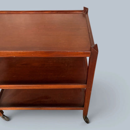 Mid-century three-tier wooden drinks trolley - view 3