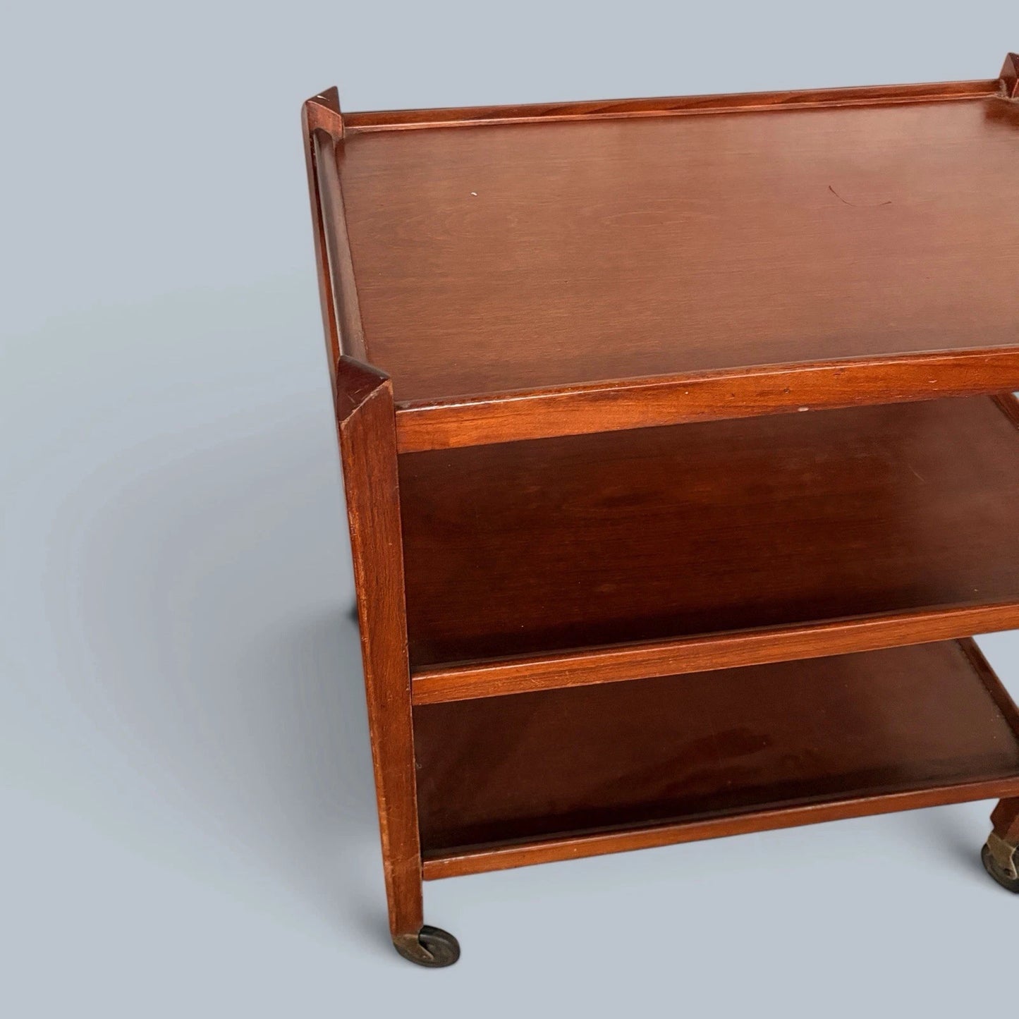 Mid-century three-tier wooden drinks trolley - view 4
