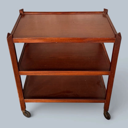 Mid-century three-tier wooden drinks trolley - view 5