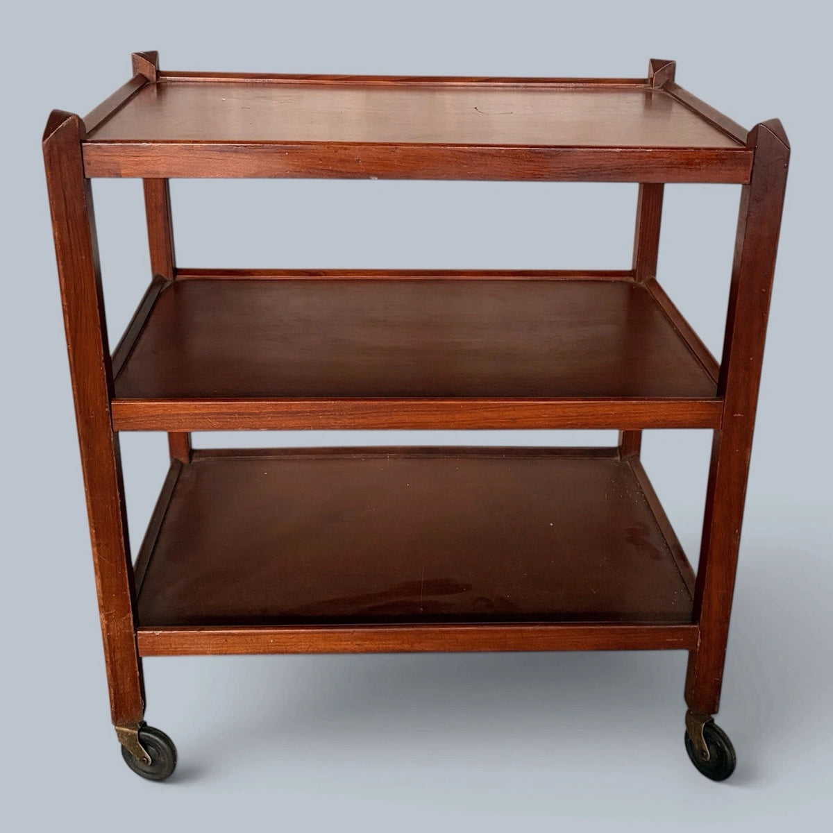 Mid-century three-tier wooden drinks trolley - view 6