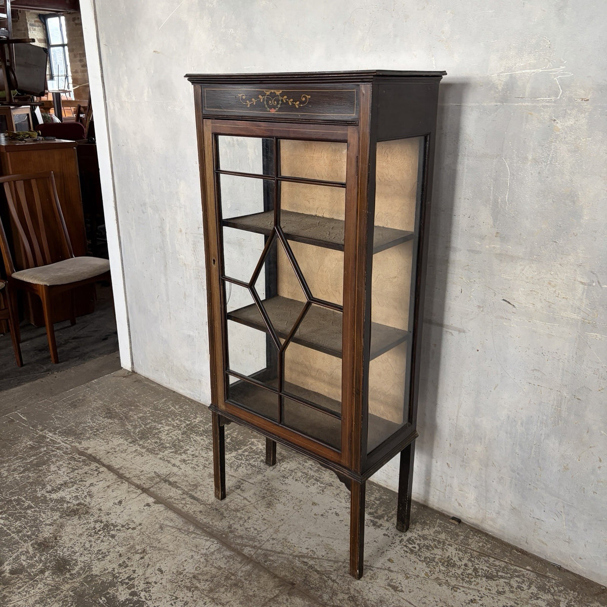 Antique Edwardian Mahogany-Toned Glazed Display Cabinet – original photograph 6