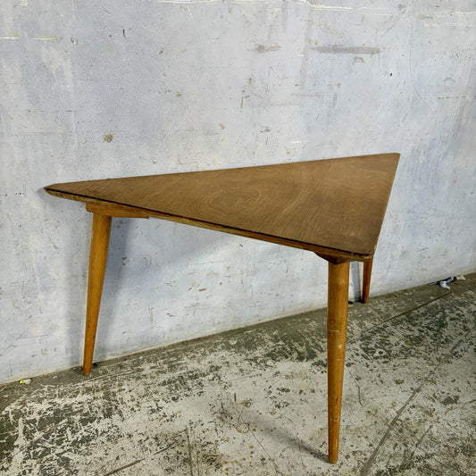 Mid Century Triangular Oak Side Table – original photograph 1