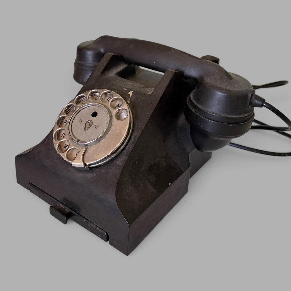 Vintage Black Rotary Telephone with Pull-Out Directory – Untested Prop – view 2