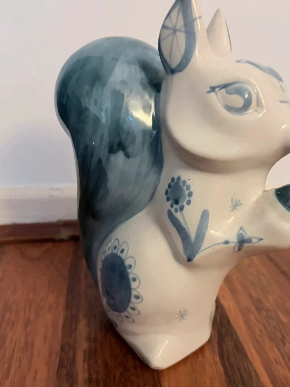 Signed Studio Pottery Squirrel Figurine – Blue Glazed Ceramic – view 6