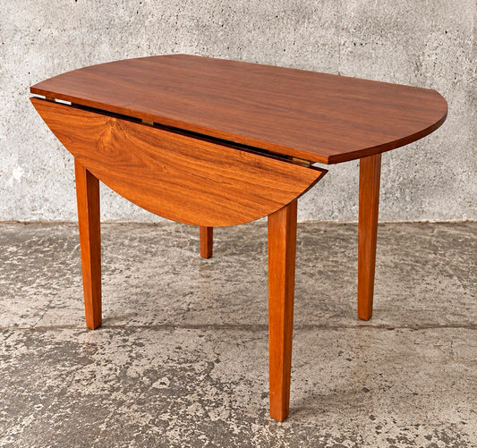 Mid Century Walnut-Effect Round Drop-Leaf Dining Table – 100 cm – view 1