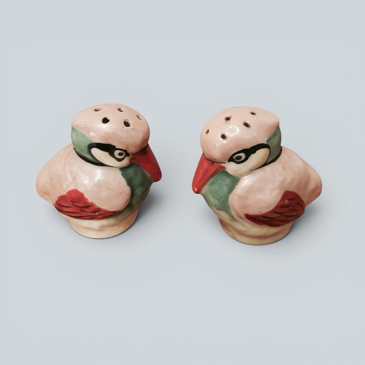 Vintage Japanese Kingfisher Salt & Pepper Shakers – Ceramic Pair – view 1