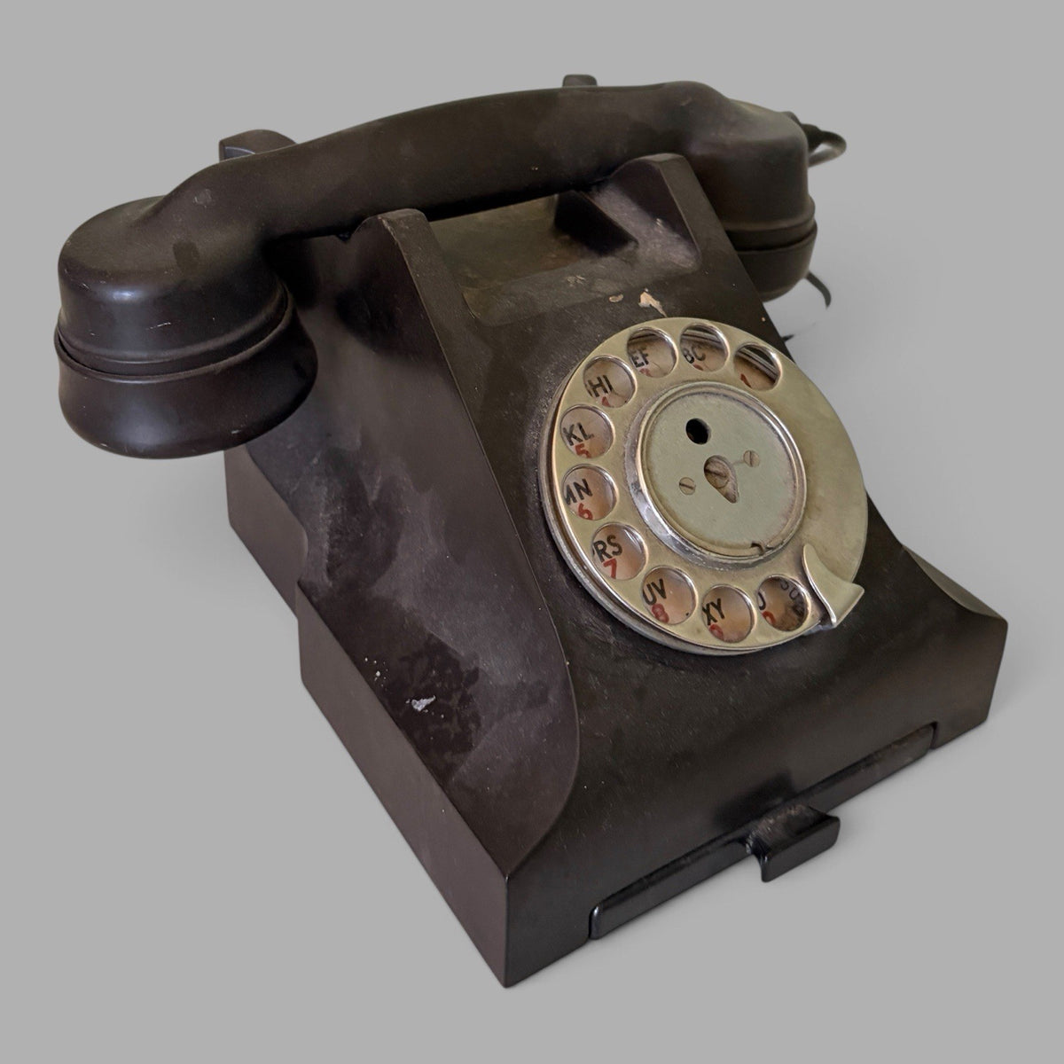 Vintage Black Rotary Telephone with Pull-Out Directory – Untested Prop – view 6