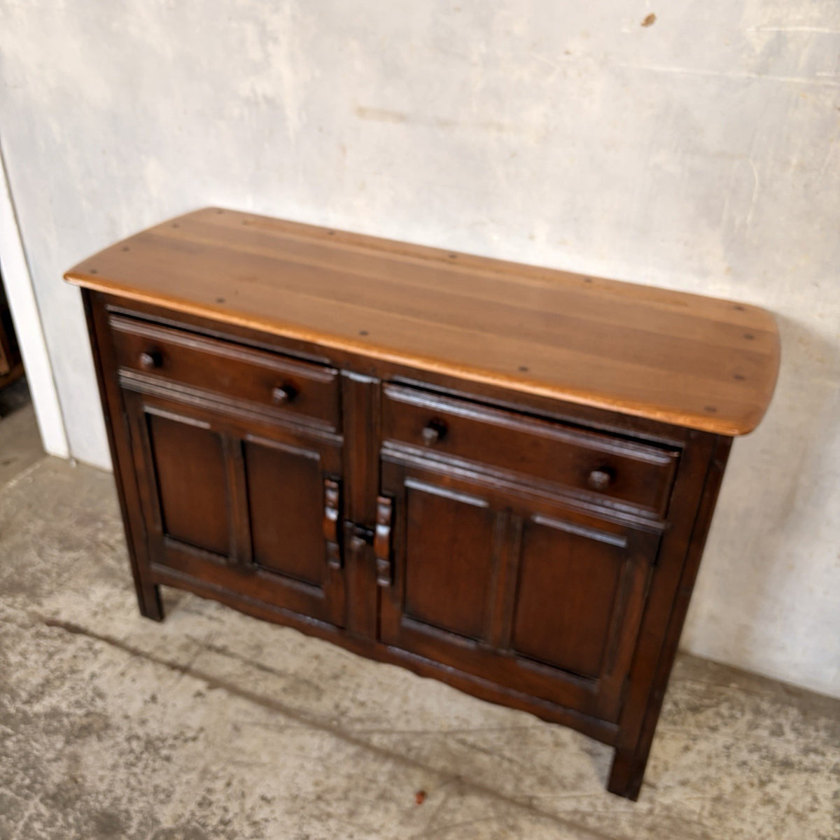 Ercol Old Colonial Elm-Top Sideboard – Two Drawers & Cupboard – view 8
