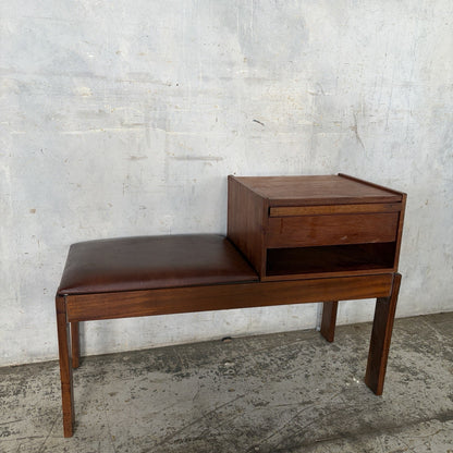 Mid Century Chippy Heath Teak Telephone Bench – original photograph 4