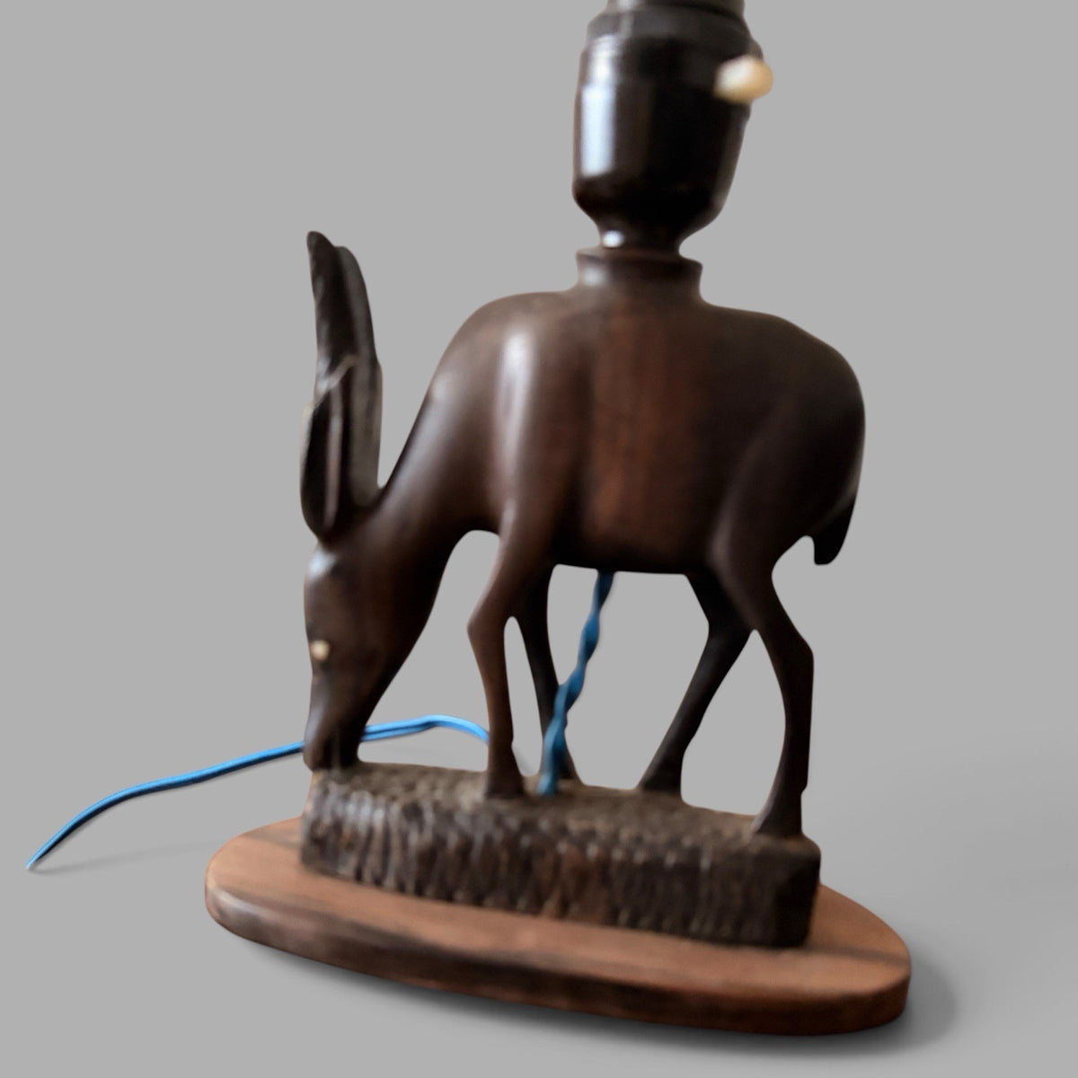 Vintage African Carved Rosewood Antelope Table Lamp – view 3