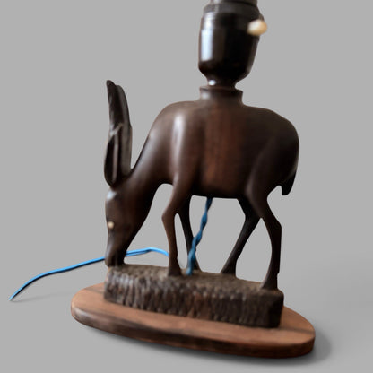 Vintage African Carved Rosewood Antelope Table Lamp – view 3