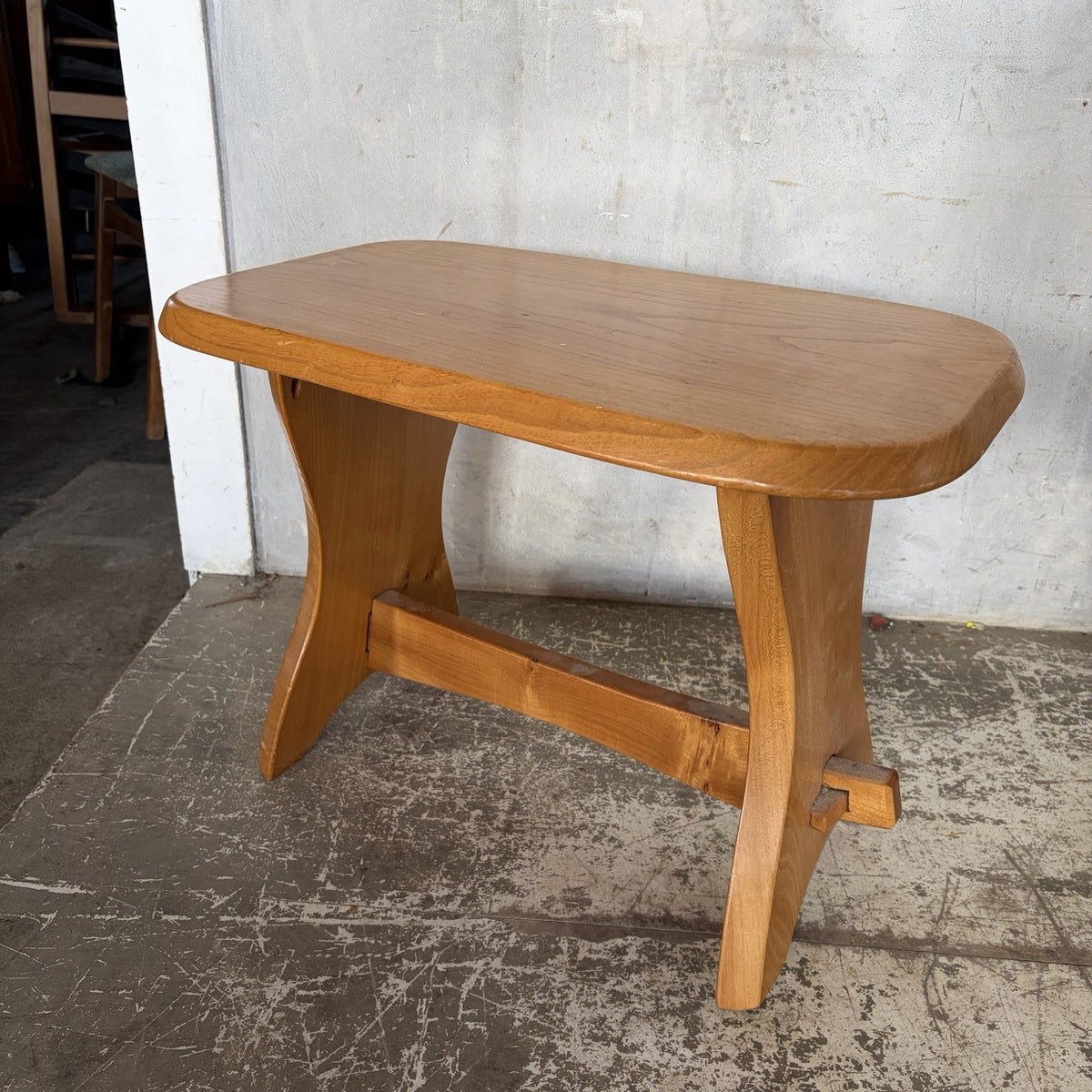 Mid Century Brutalist Solid Elm Side Table | Pegged Joinery – original photograph 7