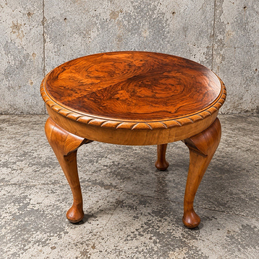 Art Deco Style Burr Walnut Round Pie Crust Coffee Table – original photograph 1