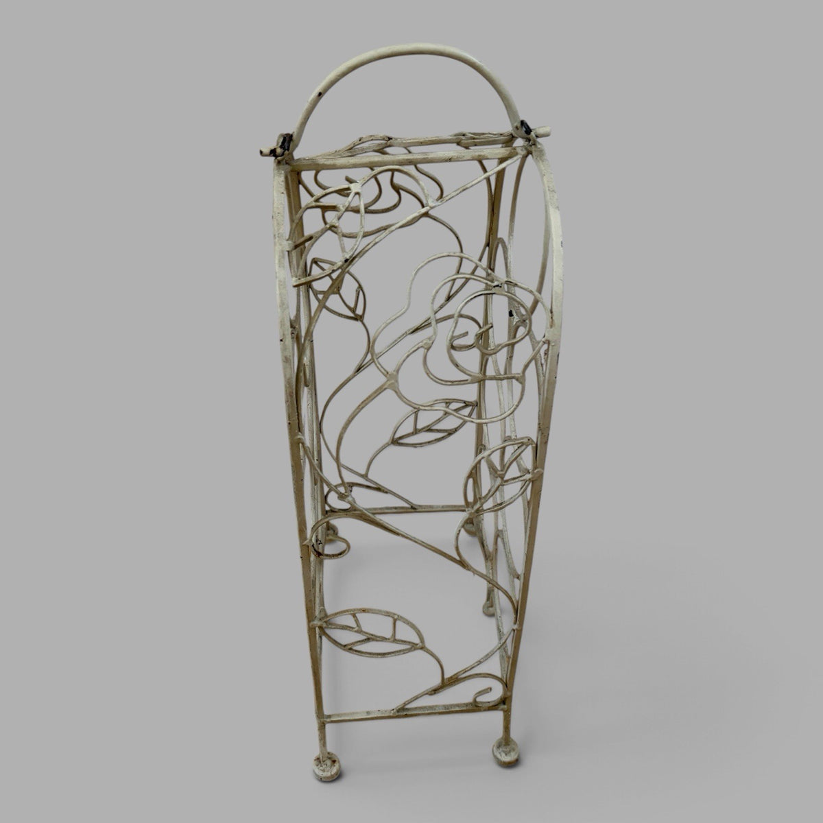 Antique French Wrought Iron Wine Rack – Rose & Vine Bottle Holder – view 5