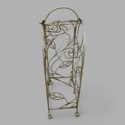 Antique French Wrought Iron Wine Rack – Rose & Vine Bottle Holder – view 5