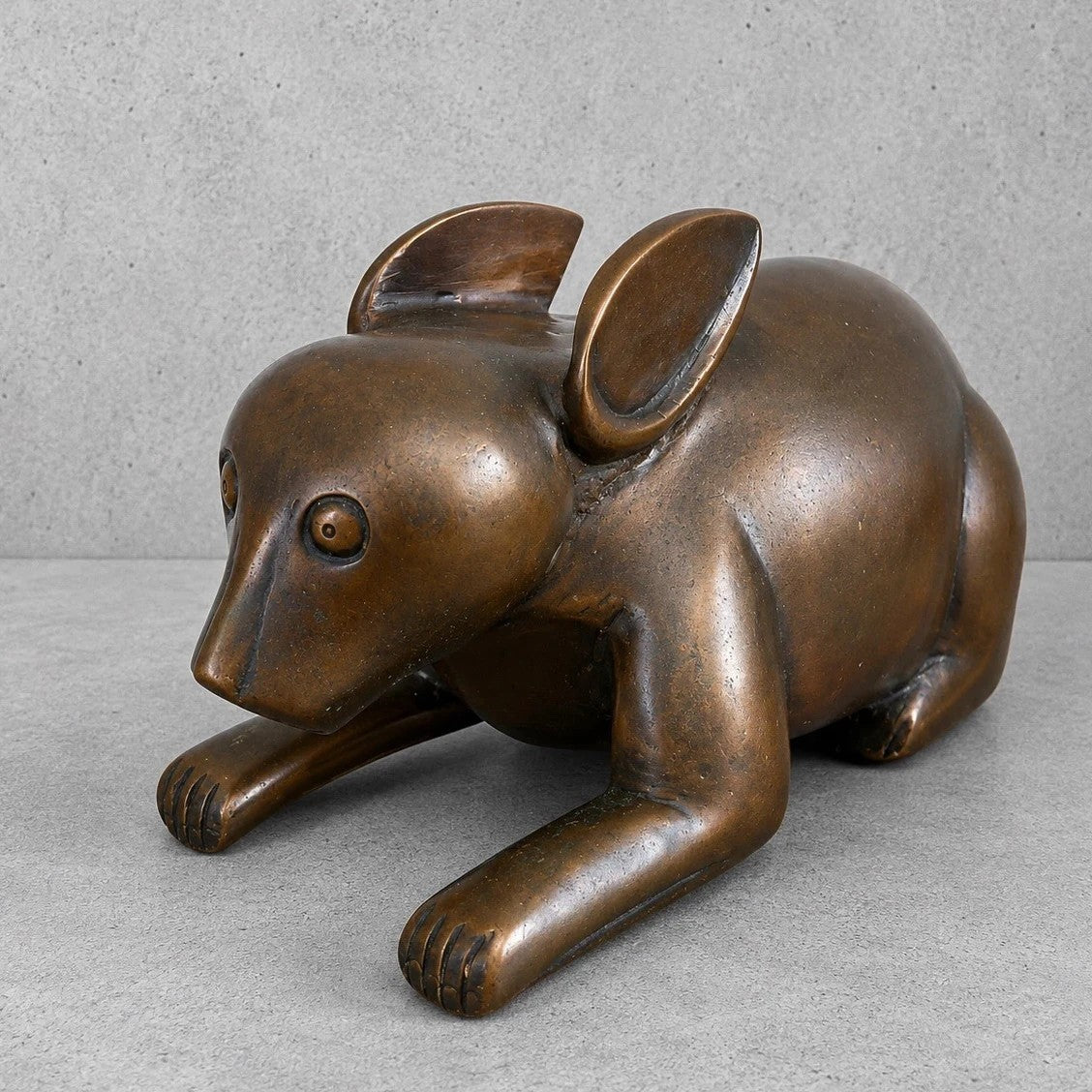 Vintage Bronze Rabbit Sculpture – Freestanding Animal Figure – view 1