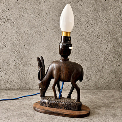Vintage African Carved Rosewood Antelope Table Lamp – view 1