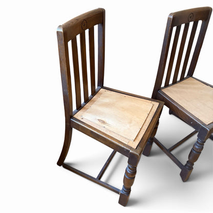 Arts & Crafts Oak Dining Chairs with Plywood Seats – Pair – view 6