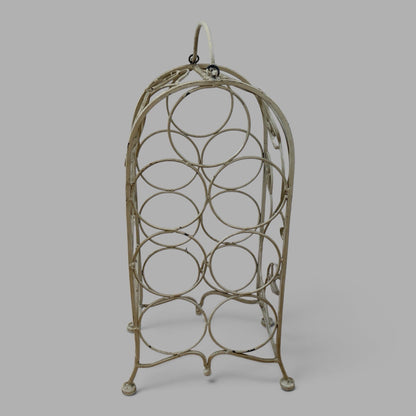 Antique French Wrought Iron Wine Rack – Rose & Vine Bottle Holder – view 2