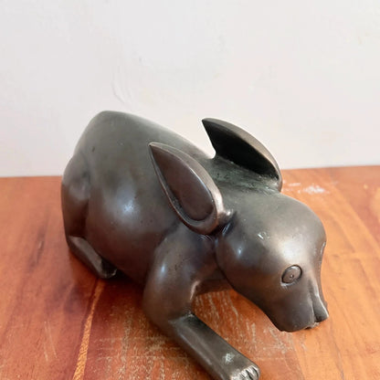 Vintage Bronze Rabbit Sculpture – Freestanding Animal Figure – view 6