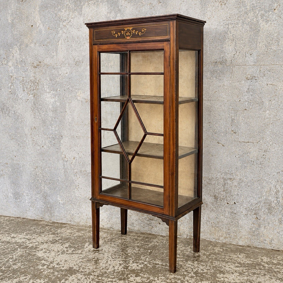 Antique Edwardian Mahogany-Toned Glazed Display Cabinet – original photograph 2