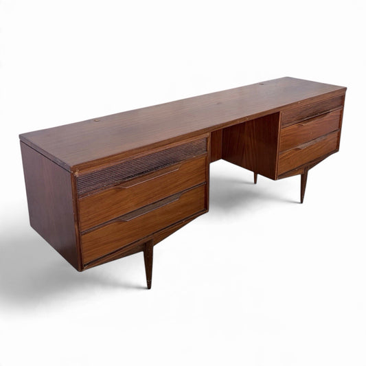 Mid Century White & Newton Low Teak Desk | Vintage British Modernist Furniture – original photograph 1