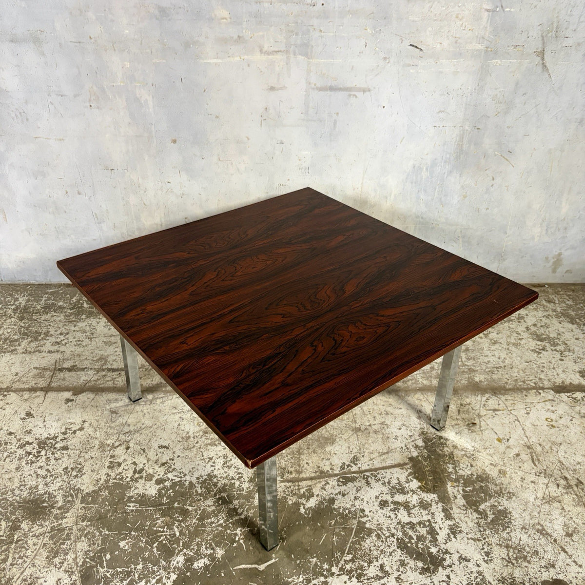 Mid Century Rosewood & Chrome Square Coffee Table – original photograph 2