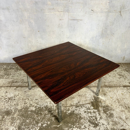 Mid Century Rosewood & Chrome Square Coffee Table – original photograph 2