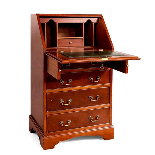 Vintage Yew Wood Compact Bureau Writing Desk – original photograph 1