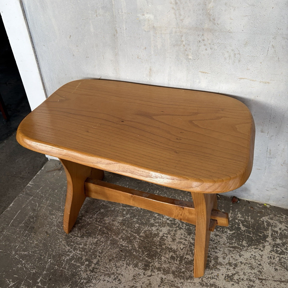 Mid Century Brutalist Solid Elm Side Table | Pegged Joinery – original photograph 3