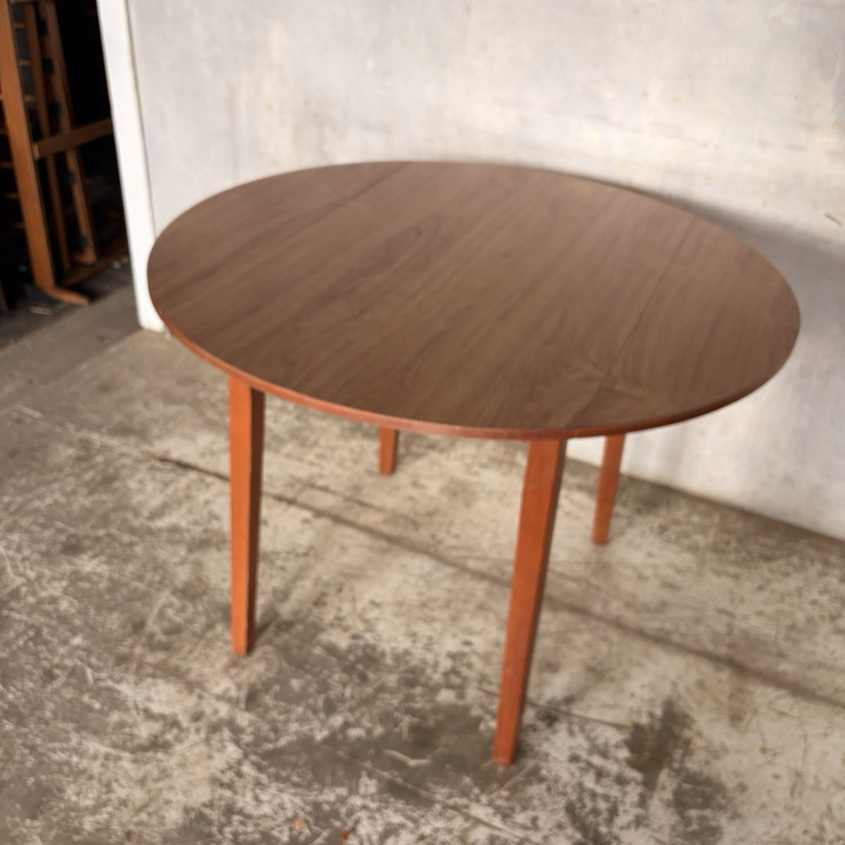 Mid Century Walnut-Effect Round Drop-Leaf Dining Table – 100 cm – view 8