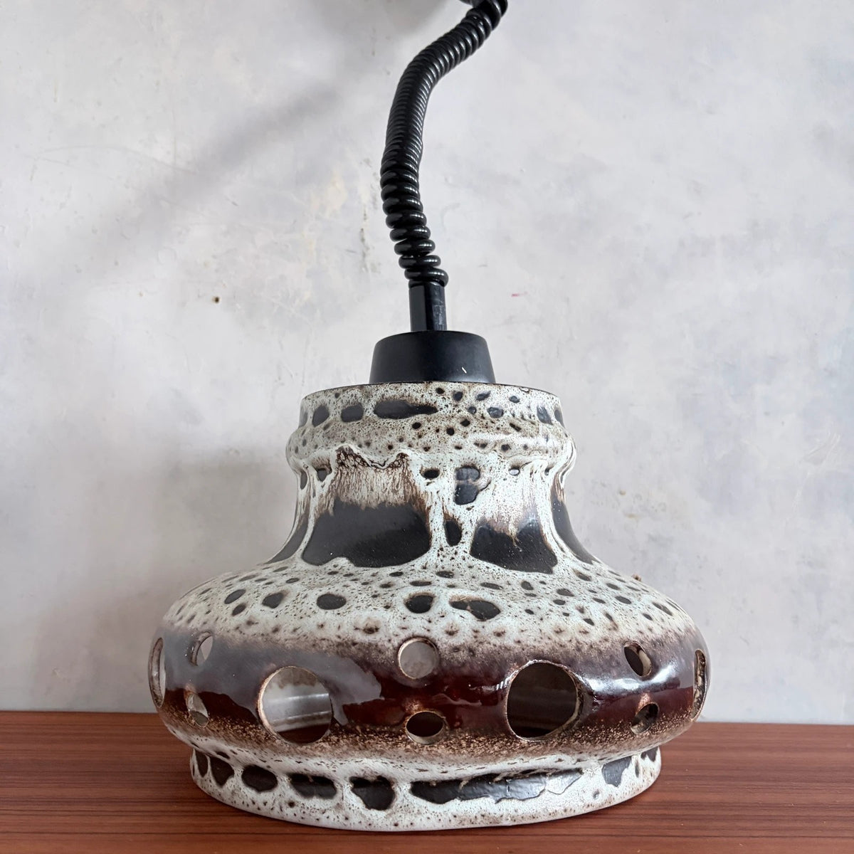 West German Lava-Glaze Ceramic Pendant Light – Space Age Ceiling Lamp – view 3