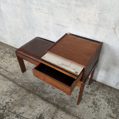 Mid Century Chippy Heath Teak Telephone Bench – original photograph 8