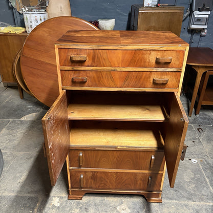 Art Deco Walnut Tallboy – Drawers & Cupboard – view 9