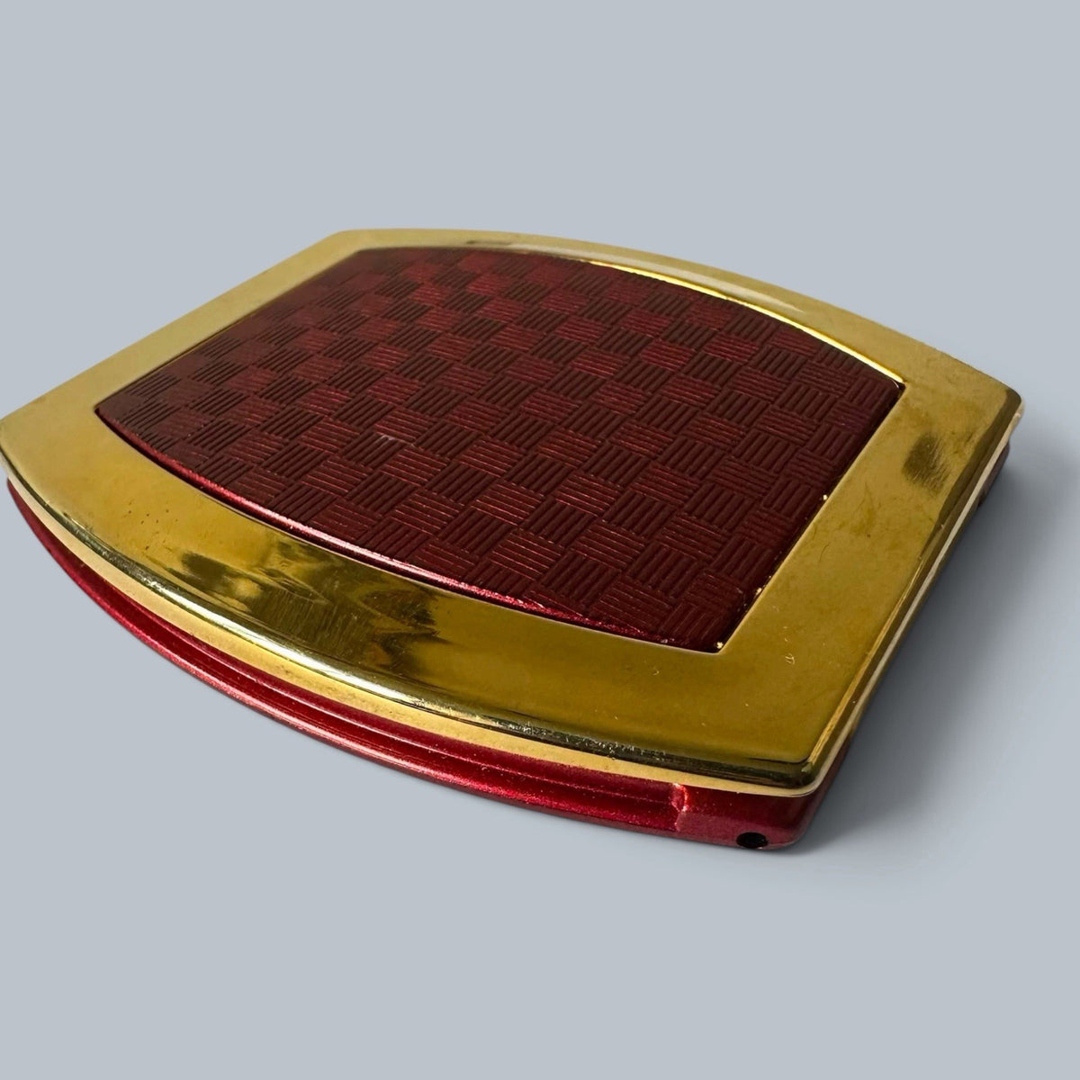 Vintage Burgundy Red & Gold-Tone Double Mirror Compact – view 4