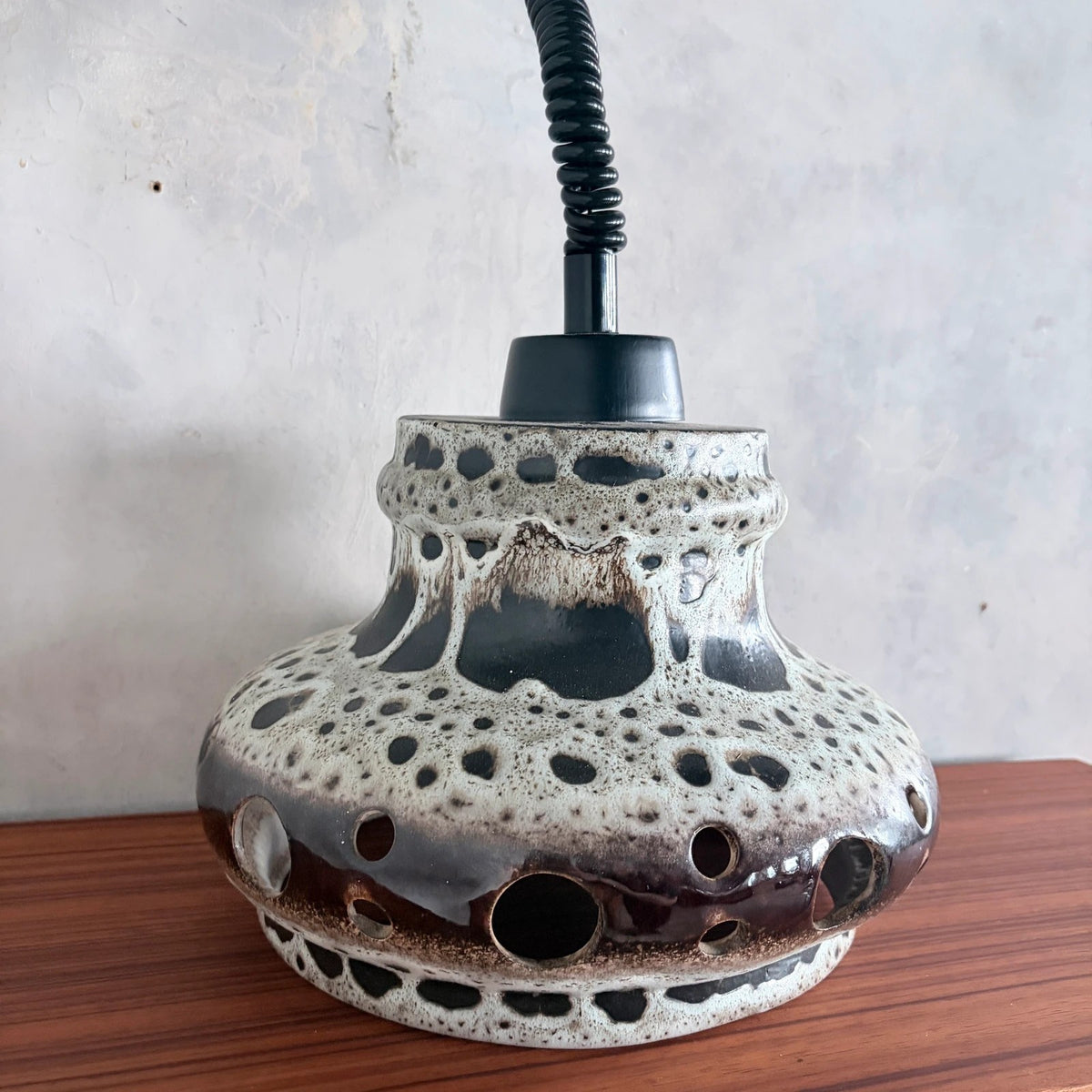 West German Lava-Glaze Ceramic Pendant Light – Space Age Ceiling Lamp – view 6