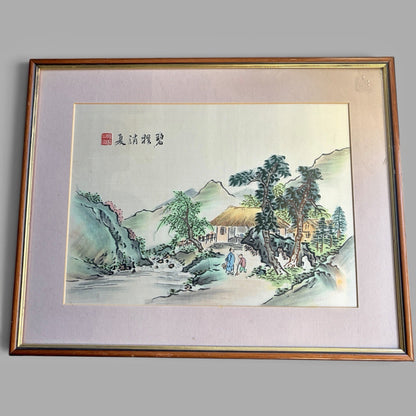 Vintage Chinese Silk Landscape Painting – Signed & Sealed, Framed – view 1