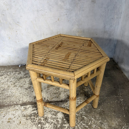 Mid Century Bamboo Hexagonal Side Table – original photograph 2