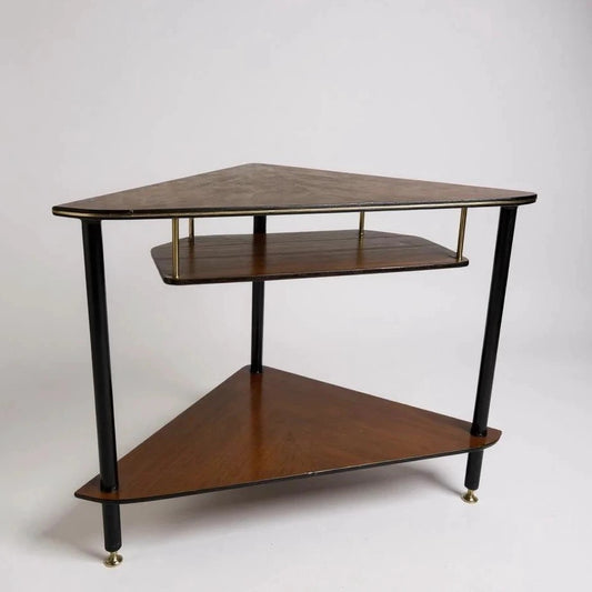 Mid Century Teak & Formica Triangular Corner Shelf Unit – original photograph 1