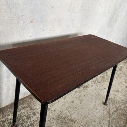 Mid Century Teak-Effect Side Table with Black Sputnik Metal Legs – original photograph 6