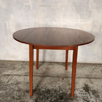 Mid Century Walnut-Effect Round Drop-Leaf Dining Table – 100 cm – view 9