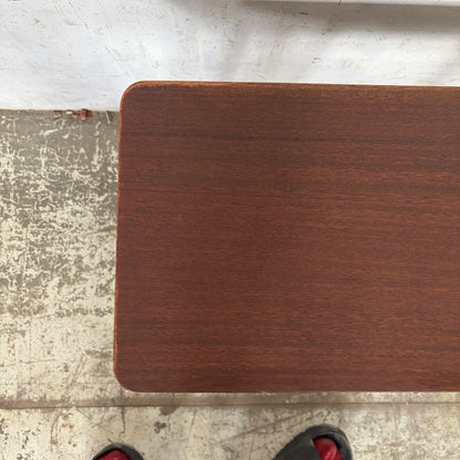 Mid Century Teak-Effect Side Table with Black Sputnik Metal Legs – original photograph 8