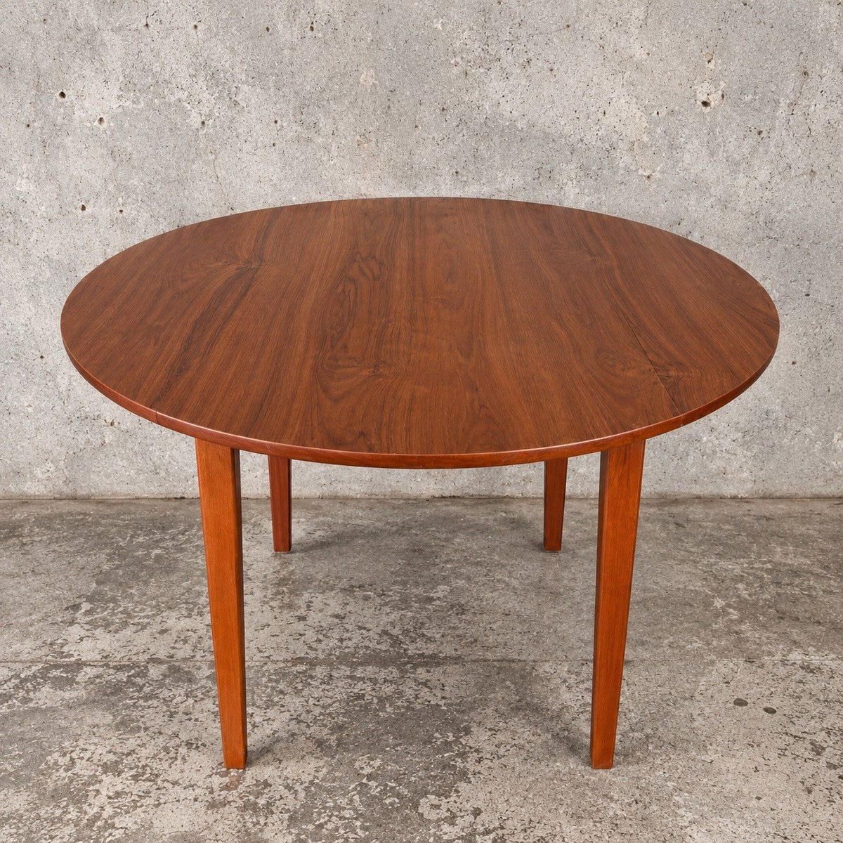 Mid Century Walnut-Effect Round Drop-Leaf Dining Table – 100 cm – view 2