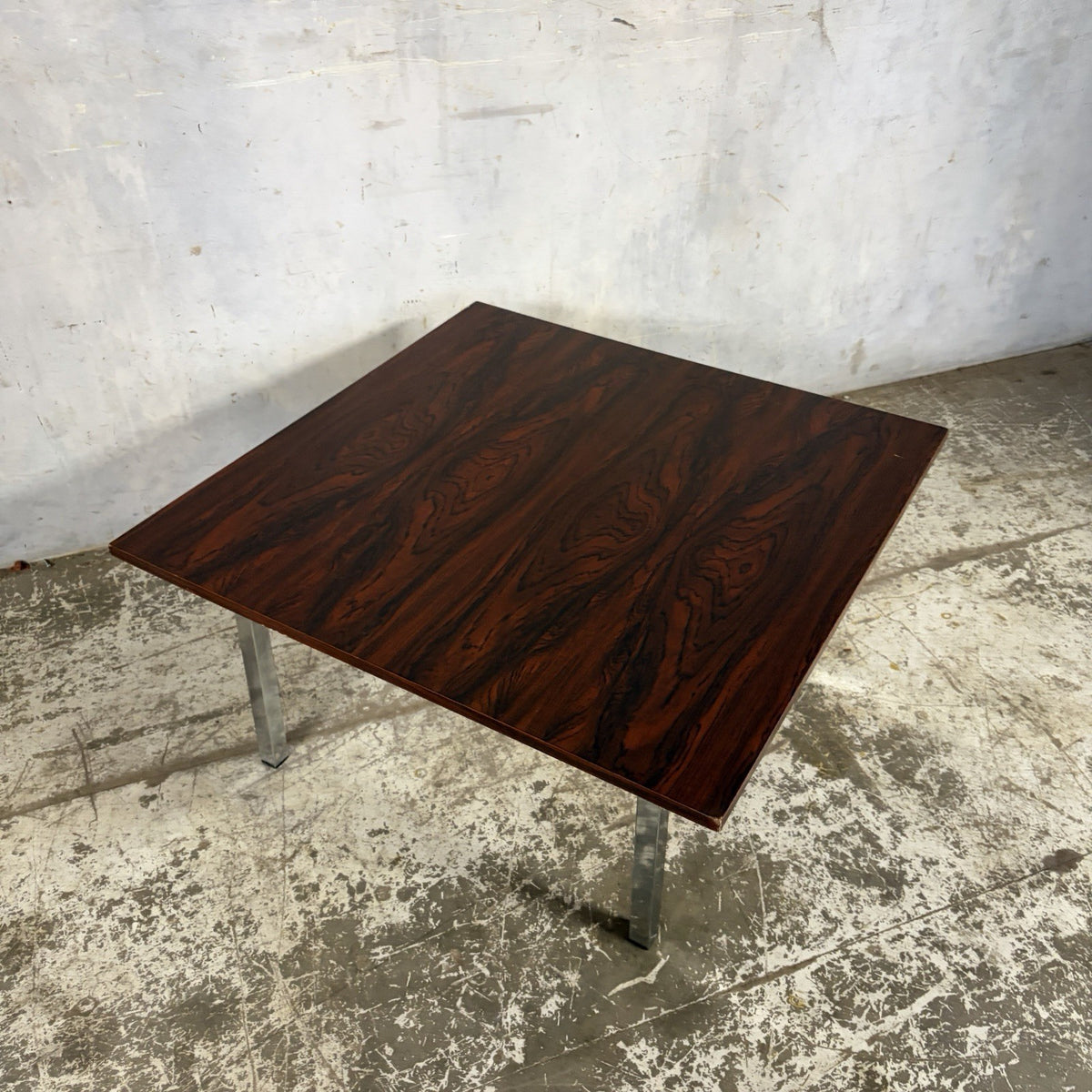 Mid Century Rosewood & Chrome Square Coffee Table – original photograph 4