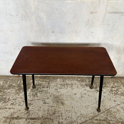 Mid Century Teak-Effect Side Table with Black Sputnik Metal Legs – original photograph 2