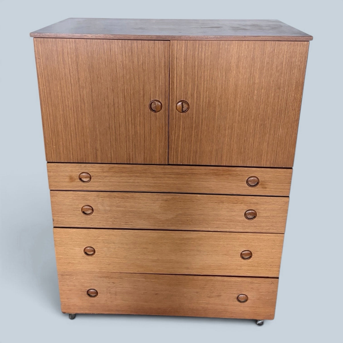 Mid Century Schreiber Teak Tallboy Cabinet with Drawers – original photograph 4