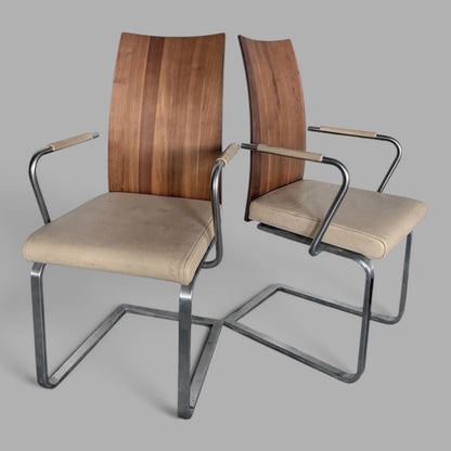 Modernist Bentwood & Chrome Cantilever Dining Armchairs – Pair – view 7