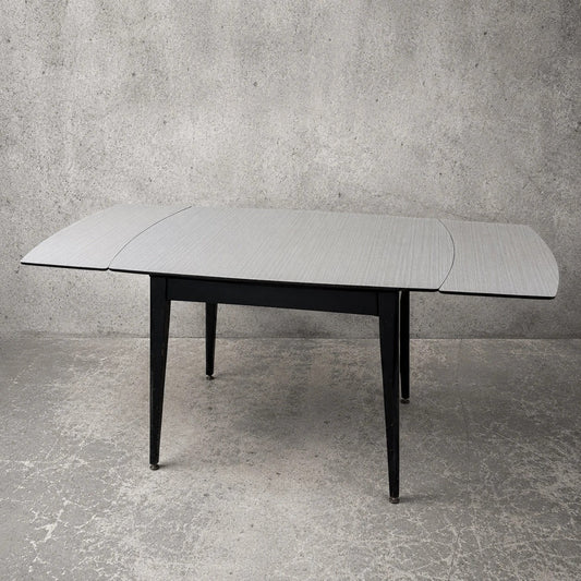 Mid Century Space Age Black & White Formica Extending Dining Table – original photograph 1