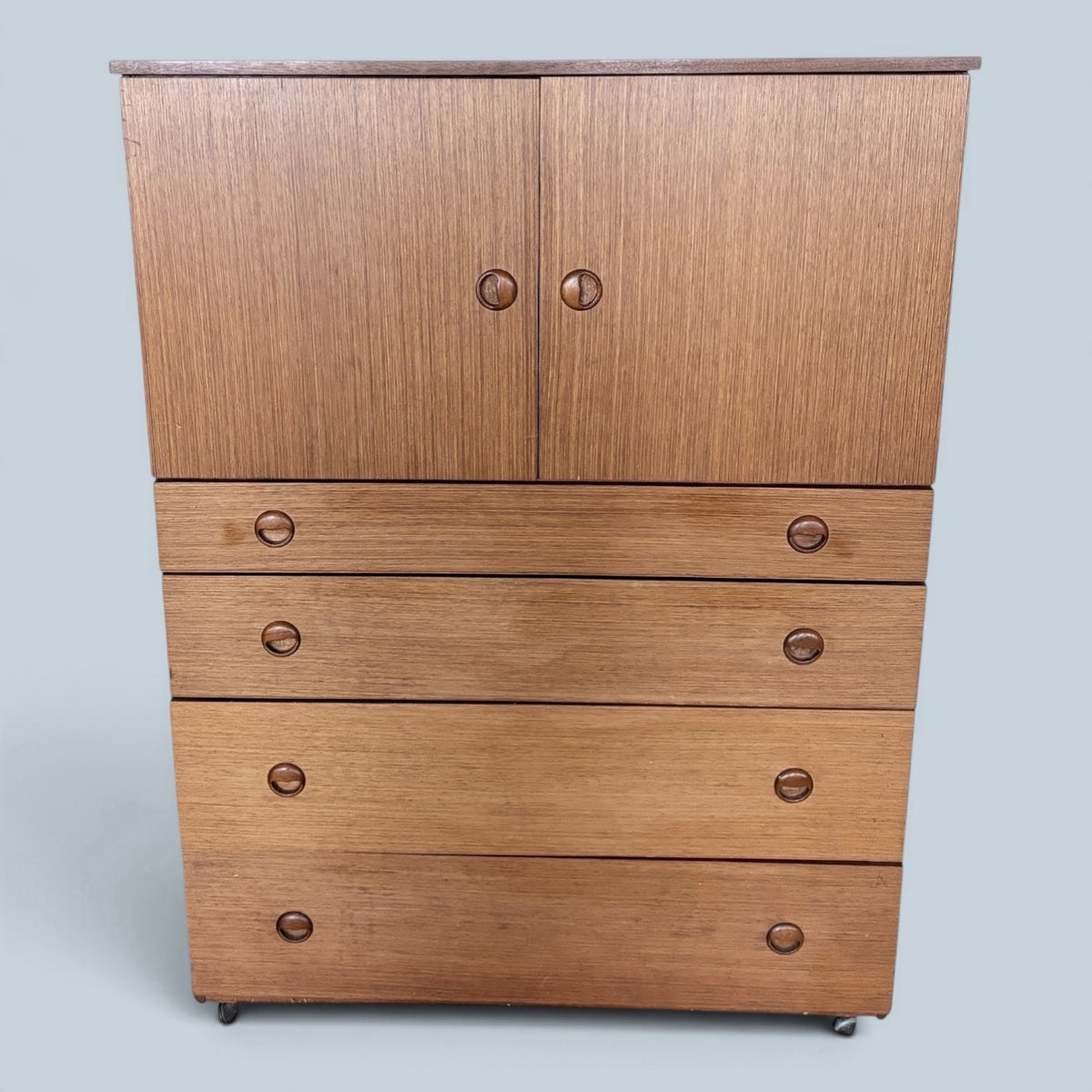 Mid Century Schreiber Teak Tallboy Cabinet with Drawers – original photograph 2