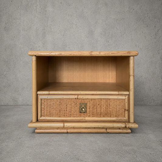 Dal Vera Vintage Bamboo & Rattan Bedside Table – Italy – original photograph 1